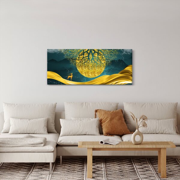 Slika - Abstrakcija, Zlata pokrajina (120x50 cm)