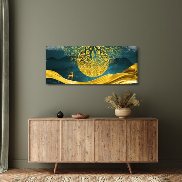 Slika - Abstrakcija, Zlata pokrajina (120x50 cm)