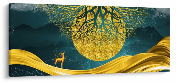 Slika - Abstrakcija, Zlata pokrajina (120x50 cm)