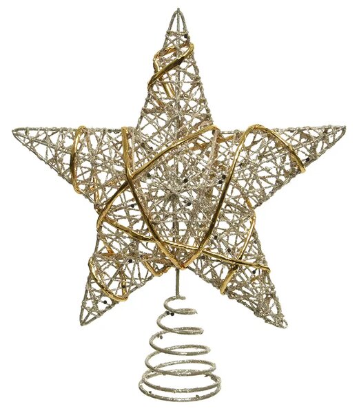 Zvijezda za vrh božićnog drvca zlatna 22 cm - Zlatna