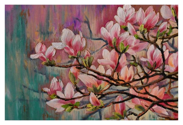 Slika - Oljna slika, Cvetoča sakura (90x60 cm)