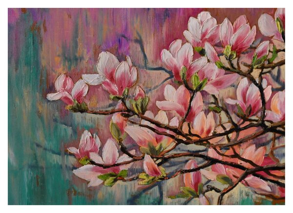 Slika - Oljna slika, Cvetoča sakura (70x50 cm)