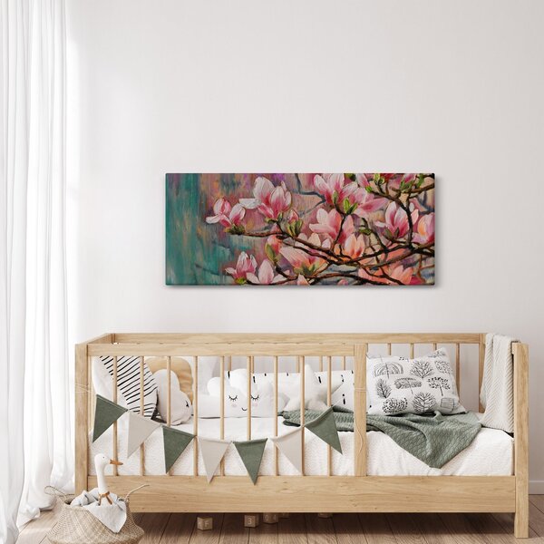 Slika - Oljna slika, Cvetoča sakura (120x50 cm)