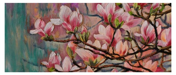 Slika - Oljna slika, Cvetoča sakura (120x50 cm)
