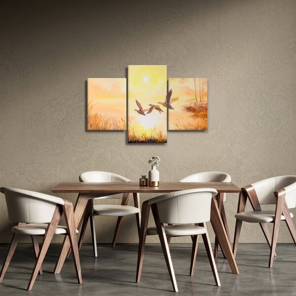 Slika - Žerjavi ob sončnem zahodu (90x60 cm)