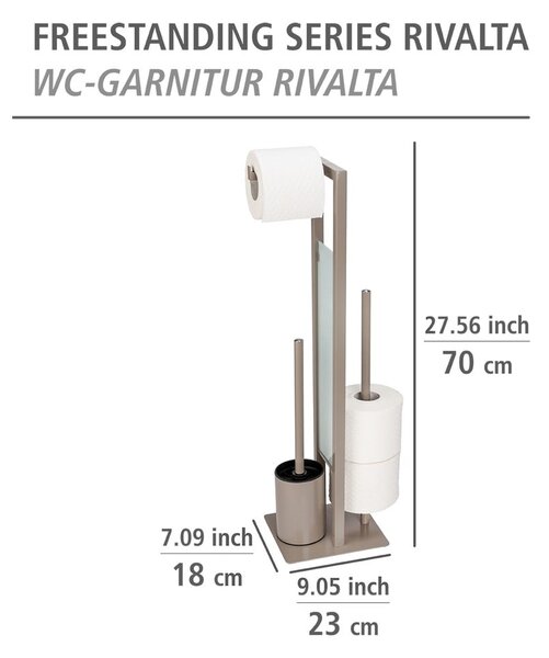 Svijetlo smeđi stalak za toaletni papir s WC četkom Wenko Rivalta