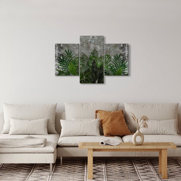 Slika - Betonski zid z rastlinami (90x60 cm)