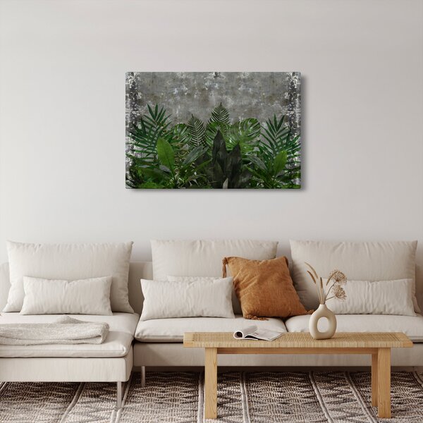 Slika - Betonski zid z rastlinami (90x60 cm)