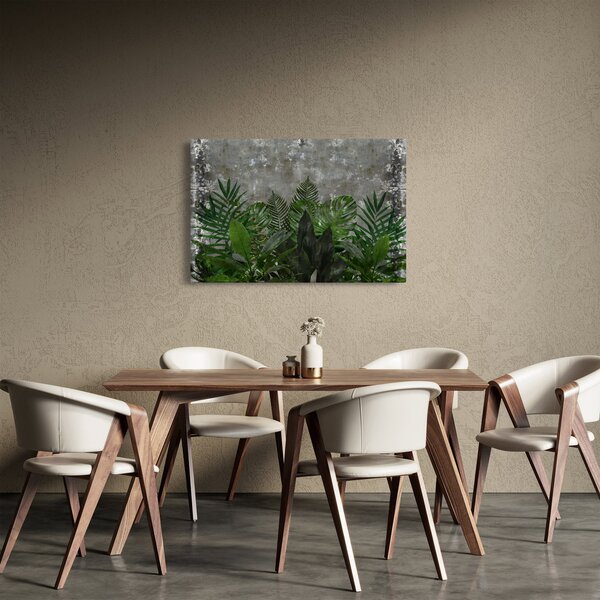 Slika - Betonski zid z rastlinami (90x60 cm)