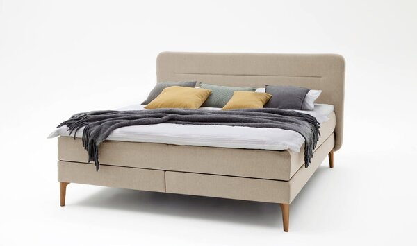 Bež tapecirani bračni krevet s madracem Meise Möbel Massello, 180 x 200 cm