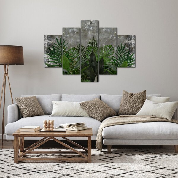 Slika - Betonski zid z rastlinami (150x105 cm)