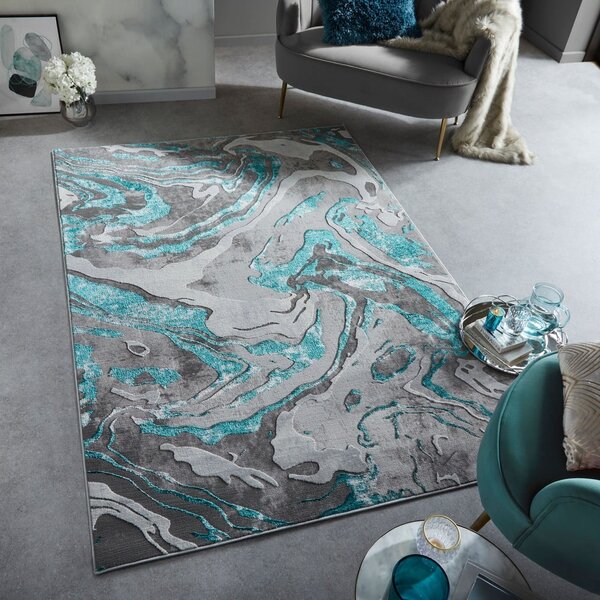Sivi/tirkizni tepih 80x150 cm Marbled – Flair Rugs