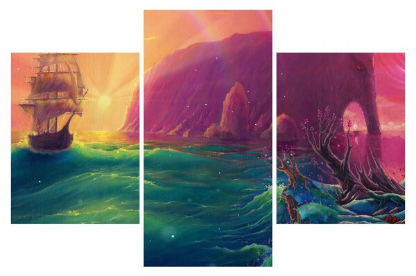 Slika - Oljna slika, Potovanje v fantastično kraljestvo (90x60 cm)