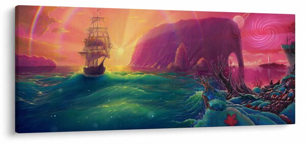 Slika - Oljna slika, Potovanje v fantastično kraljestvo (120x50 cm)