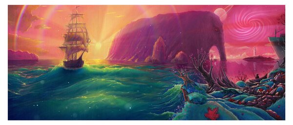 Slika - Oljna slika, Potovanje v fantastično kraljestvo (120x50 cm)