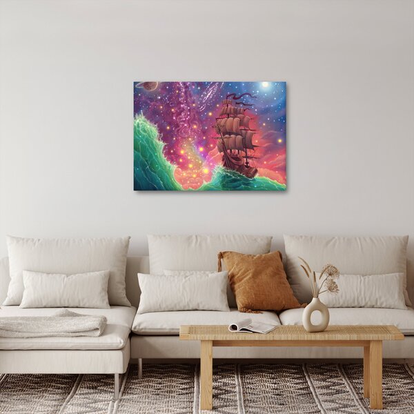 Slika - Ladja z vesoljskim nebom (70x50 cm)