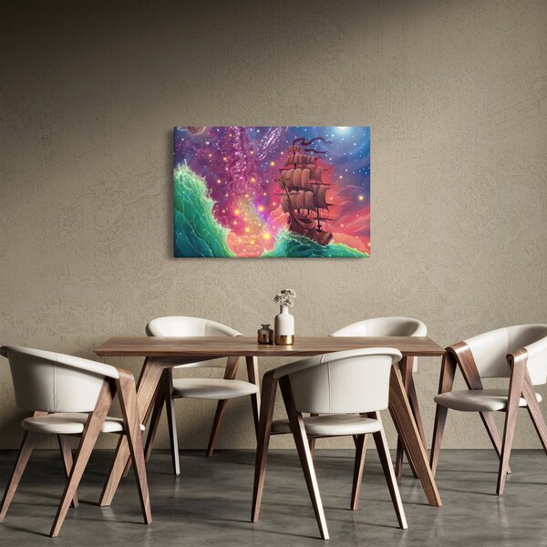 Slika - Ladja z vesoljskim nebom (90x60 cm)