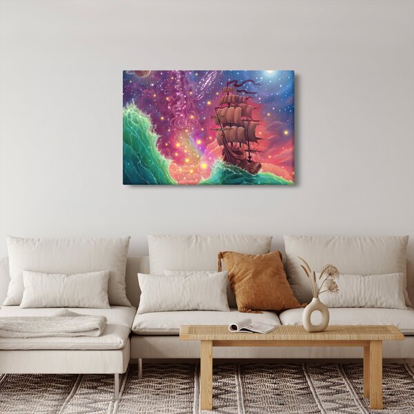 Slika - Ladja z vesoljskim nebom (90x60 cm)