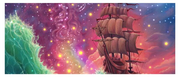 Slika - Ladja z vesoljskim nebom (120x50 cm)
