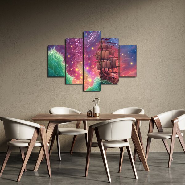 Slika - Ladja z vesoljskim nebom (150x105 cm)