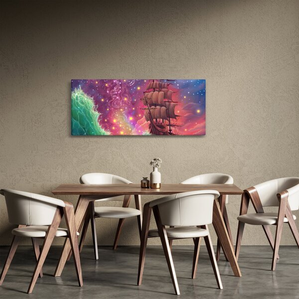 Slika - Ladja z vesoljskim nebom (120x50 cm)