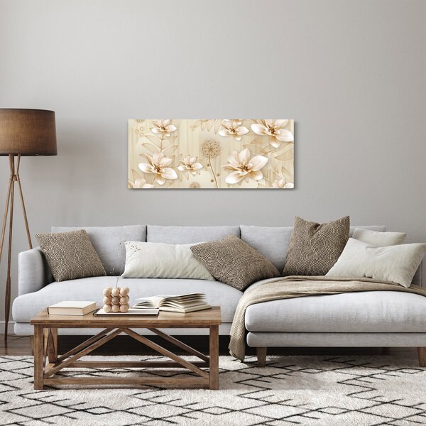 Slika - Kompozicija zlatih rož (120x50 cm)