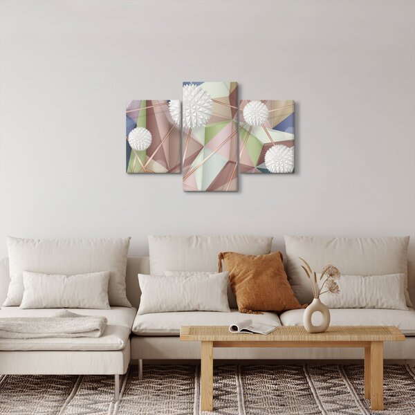 Slika - 3D abstrakcija v pastelnih barvah (90x60 cm)