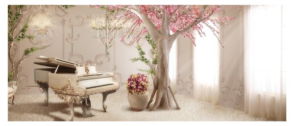 Slika - Sanjska notranjost s klavirjem (120x50 cm)