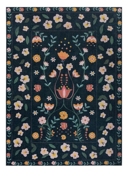 Tamnoplavi dvoslojni tepih Flair Rugs Nordic Floral, 170 x 240 cm