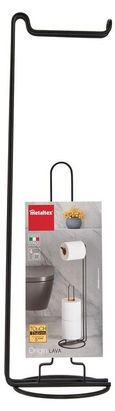 Crni stalak za toalet papir s držačem Metaltex Origin