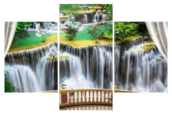 Slika - Pogled na čarobne slapove (90x60 cm)