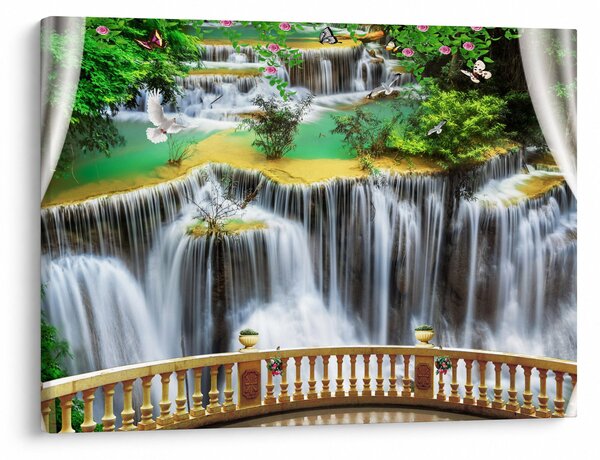 Slika - Pogled na čarobne slapove (70x50 cm)