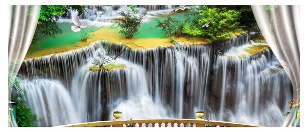 Slika - Pogled na čarobne slapove (120x50 cm)