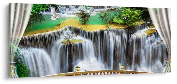 Slika - Pogled na čarobne slapove (120x50 cm)