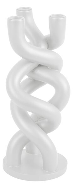 Bijeli keramički svijećnjak za tri svijeće PT LIVING Twisted, visina 31,4 cm