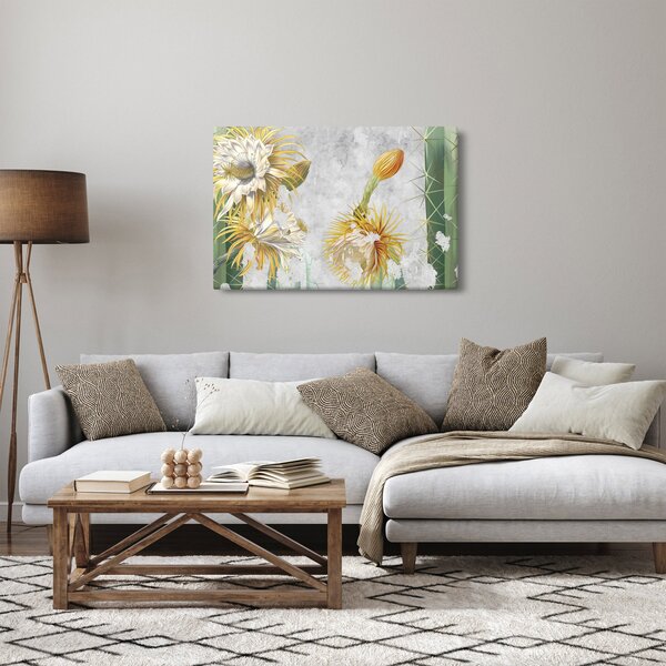 Slika - Cvetoči kaktusi, vintage (90x60 cm)