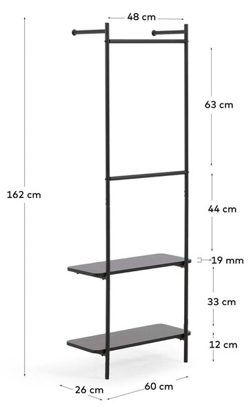 Crni metalni set za predsoblje Kave Home Galatia