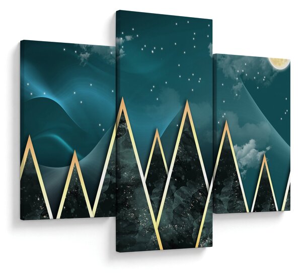 Slika - Polna luna nad zlatimi gorami (90x60 cm)
