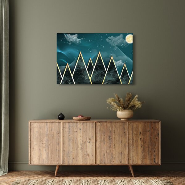 Slika - Polna luna nad zlatimi gorami (90x60 cm)