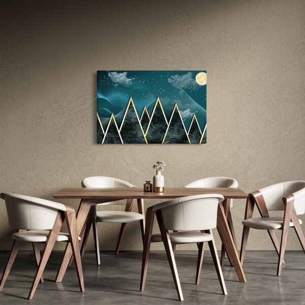 Slika - Polna luna nad zlatimi gorami (90x60 cm)