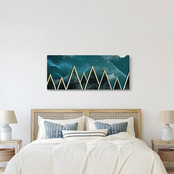 Slika - Polna luna nad zlatimi gorami (120x50 cm)