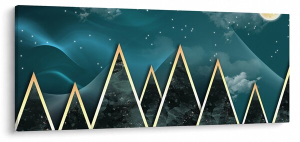 Slika - Polna luna nad zlatimi gorami (120x50 cm)