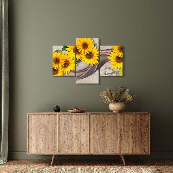 Slika - Svetleči cvetovi sončnic (90x60 cm)