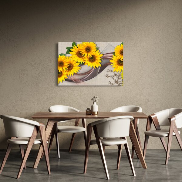 Slika - Svetleči cvetovi sončnic (90x60 cm)