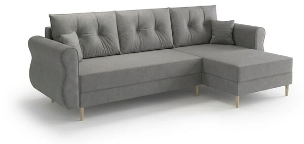 Razvlačna kutna garnitura L SILVIANO 230x140 cm, siva, univerzalna