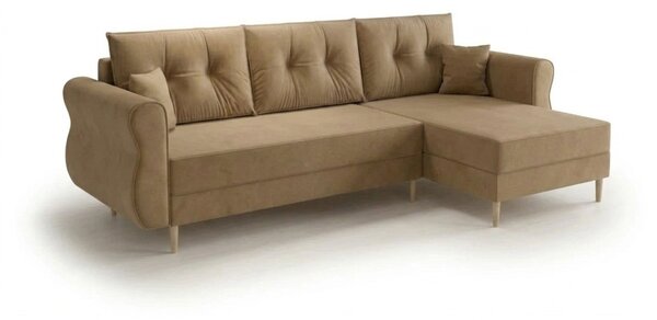 Razvlačna kutna garnitura L SILVIANO 230x140 cm, bež, univerzalna