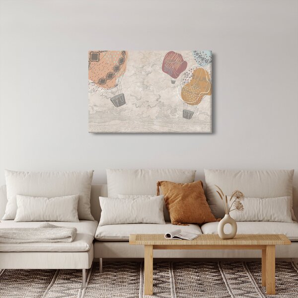 Slika - Baloni nad mestom, topli toni (90x60 cm)