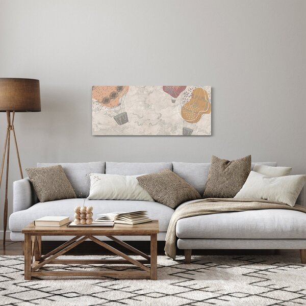 Slika - Baloni nad mestom, topli toni (120x50 cm)
