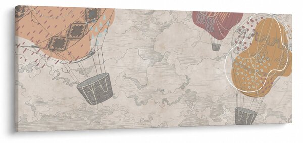Slika - Baloni nad mestom, topli toni (120x50 cm)