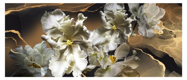 Slika - Cvetovi orhidej na marmornem ozadju (120x50 cm)